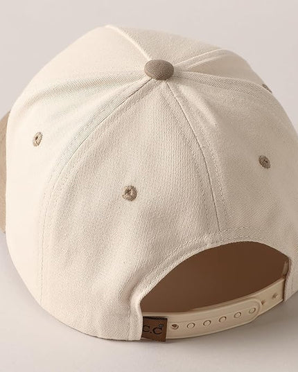 MIRMARU Two-Tone Vintage Canvas Trucker Hats for Men & Women, Adjustable Size Baseball Caps with Trendy Embroidered Design