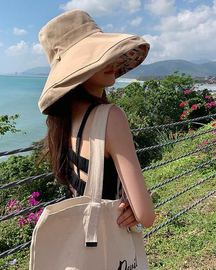 HUAMULAN Women Summer Sun Hat Wide Brim Wired Edge Floral Beach Bucket Hats Reversible Foldable Travel UV Protection Lady Hat