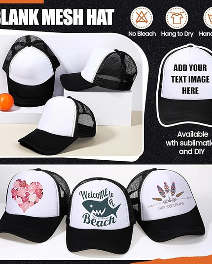 10 Pcs Sublimation Blank Trucker Hats Bulk Mesh Baseball Cap Polyester Mesh Trucker Hat for Men and Women