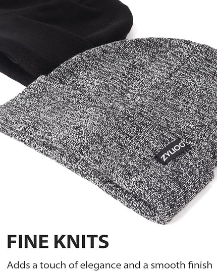 Zylioo Oversize Beanie Hats, XXL Big Size Ribbed Knit Cuffed Winter Hat for Cold Weather, Warm Skull Watch Cap