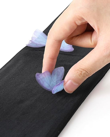 BABEYOND Lace Gloves for Women - Princess Gloves Long Stretchy Butterflies Mesh Tulle Sheer for Costume Tea Party