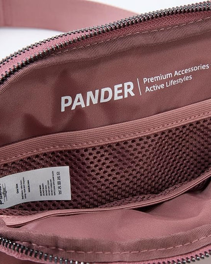 Pander Everywhere Belt Bag for Women, 5 Zipper Pockets Nylon Crossbody Fanny Pack Purse (Dune Pink)