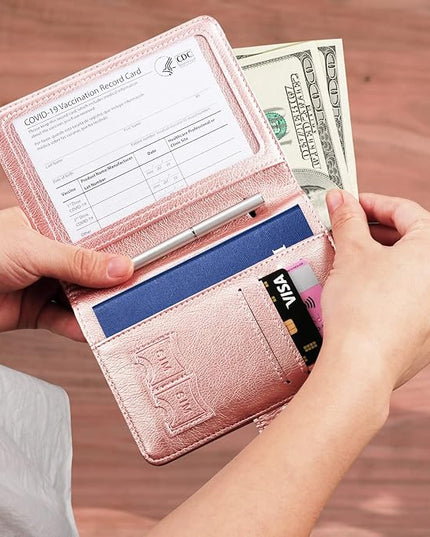 TIGARI Passport Holder for Travel Women Men, PU Leather Waterproof RFID Wallet Cover Case Sleeve, Valentines Day Gifts, Vacation Plane Cruise Travel Document Organizer Essentials
