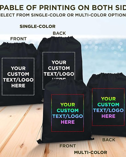 DISCOUNT PROMOS Custom Non-Woven Drawstring Backpacks Set of 10/50/100, Personalized Bulk Pack