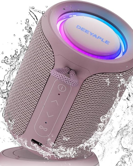 Bluetooth Speaker Wireless,IP67 Waterproof & Dustproof Portable Speaker with Lights,15W Loud Stereo Sound, 2500mAh Battery All Day Playtime, TWS Pairing, BT5.3, Home/Party/Outdoor/Beach (Dusty Pink)