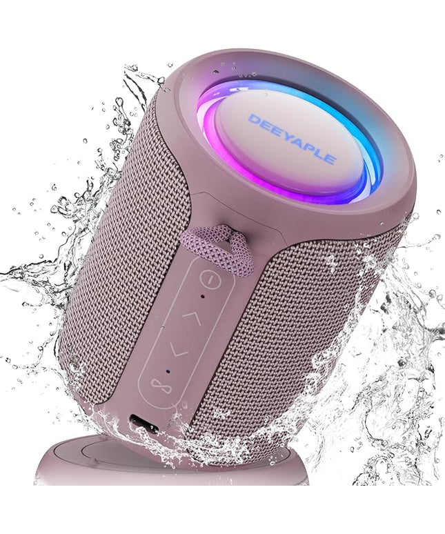 Bluetooth Speaker Wireless,IP67 Waterproof & Dustproof Portable Speaker with Lights,15W Loud Stereo Sound, 2500mAh Battery All Day Playtime, TWS Pairing, BT5.3, Home/Party/Outdoor/Beach (Dusty Pink)