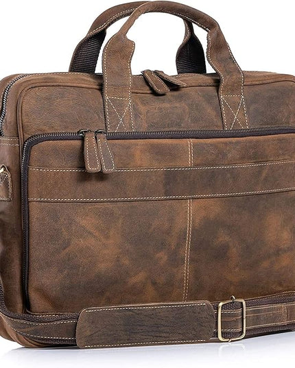 Leather briefcase 18 Inch Laptop Messenger Bags for Men and Women Best Office briefcase Satchel Bag