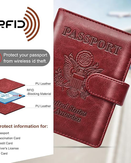 Herain Passport Holder for Travel Cruise Essentials, 2 Pcs Passport Cover Wallet Case Travel Gifts Women Men Family, RFID Passports Book Card Holders Travels Accessories Must Haves