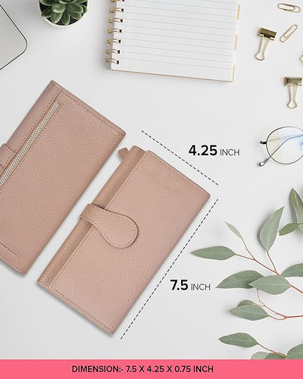 Real Leather Women Wallet Leather with RFID Blocking -Trifold Card Holder Designer Ladies Clutch with ID Window Wallets