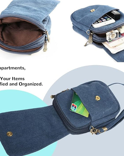 Goodhan Embroidery Canvas Crossbody Bag Cell phone Pouch Coin Purse for Women