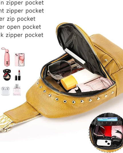 FALAN MULE Crossbody Bags for Women Trendy Leather Sling Chest Bag Fanny Packs for Women