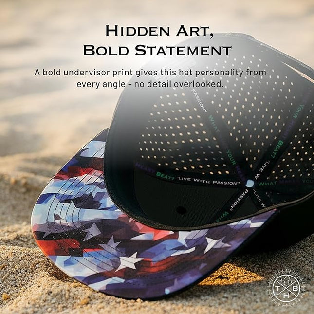 The Heartbeat Brand Color Vibes Flag Laser Mesh Snapback Hat for Men & Women | Flat Bill Trucker Hat | Undervisor Design