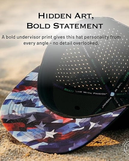 The Heartbeat Brand Color Vibes Flag Laser Mesh Snapback Hat for Men & Women | Flat Bill Trucker Hat | Undervisor Design