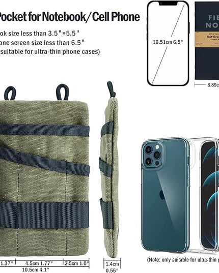 VIPERADE VE1-OW EDC Pouch, Waxed Canvas Pocket Organizer, EDC Pocket Organizer Pouch for Men, 3 Tool Slots with 1 Zipper Pocket Great for EDC Gears