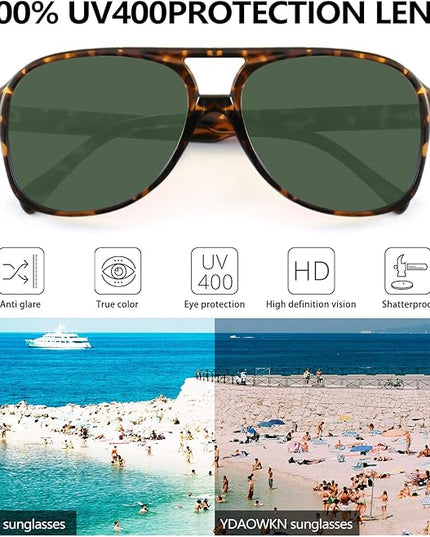 YDAOWKN Retro Aviator Sunglasses for Women Mens Large Frame Classic Vintage 70s Sun Glasses Aviators