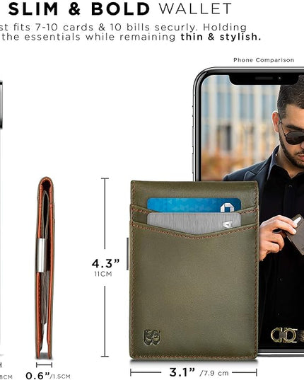 SERMAN BRANDS Money Clip Wallet - Mens Wallets slim Front Pocket RFID Blocking Card Holder Minimalist Mini Bifold