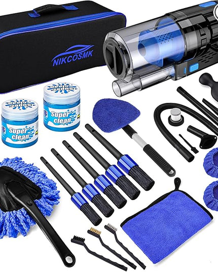 17pcs Car Detailing Kit Interior Cleaner, Car Interior Cleaning Kit with Handheld Car Vacuum, Car Detailing Brushes, Windshield Cleaning Tool, Car Cleaning Supplies, Car Accessories for Men, Women