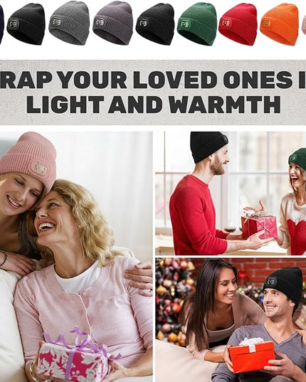 OKKLE Unisex LED Beanie with Light, USB Rechargeable Headlamp Hat, Winter Gifts for Men Women Husband Him Black