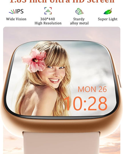 Smart Watch, Alexa Built-in, Answer/Make Calls 44mm Smartwatch Women Men, 1.83" Sports Watch IP68 Waterproof, Heart Rate SpO2 Sleep Stress Monitor, Step Counter Watch for Android & iOS Phone