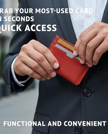 Vaultskin MOORGATE Slim Card Holder - Minimalist Leather Wallet, RFID Blocking Sleeve, Fits Front Pocket, for Men and Women