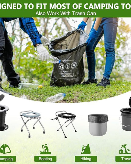 BLIKA 20 Count Camping Toilet Bags Eco Absorbent Gel Set, Portable Toilet Bags with Gel, 8 Gallon, 30 Liter, Heavy Duty 1 Mil, Toilet Replacement Bags with Toilet Powder for Camping Outdoor Hiking