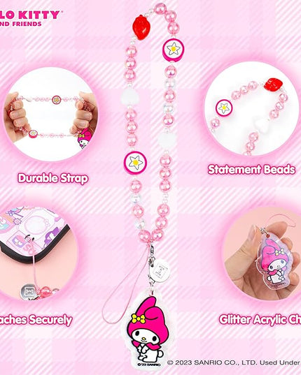 iFace Hello Kitty and Friends Beaded Wristlet Universal Phone Charm Strap - Cute Wrist Chain Lanyard Aesthetic Decor Strap for Cell Phone Camera Keys AirPods Keychains