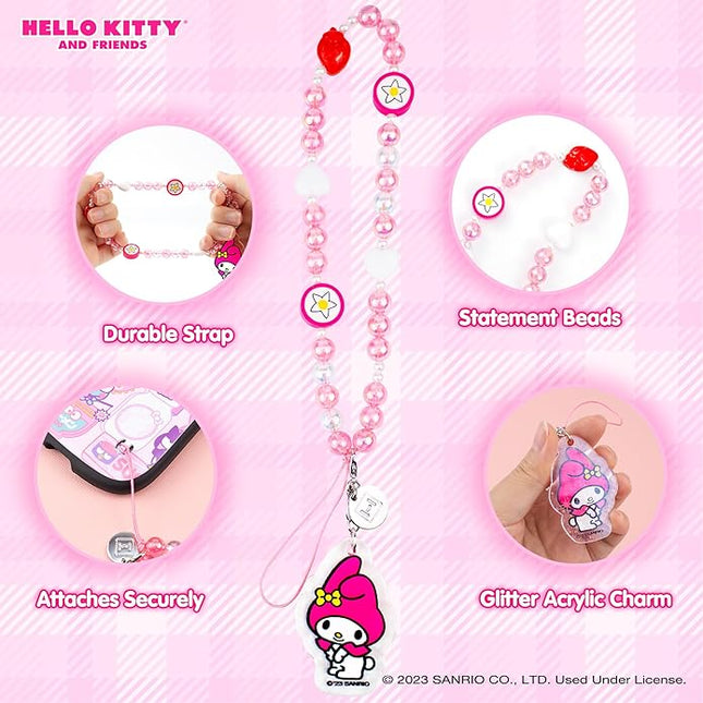 iFace Hello Kitty and Friends Beaded Wristlet Universal Phone Charm Strap - Cute Wrist Chain Lanyard Aesthetic Decor Strap for Cell Phone Camera Keys AirPods Keychains