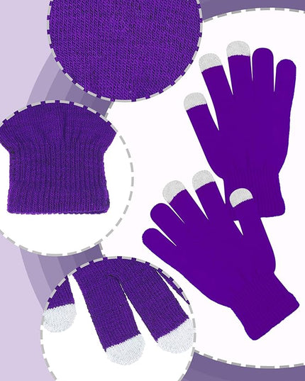 Pangda 12 Pairs Winter Touch Screen Gloves for Men Women Stretch Knitted Texting Gloves Warm Windproof Solid Color Mittens