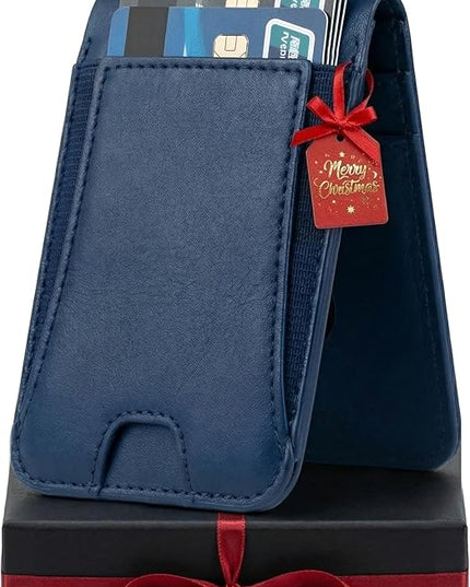 Genuine Leather Magsafe Wallet,10 Card Holder With Stand, Slim Magnetic Wallet Mag Safe for iPhone,Compatible With iPhone 17/16/15/14/13/12 Series and Selected Samsung Devices Apple Accessories, Blue