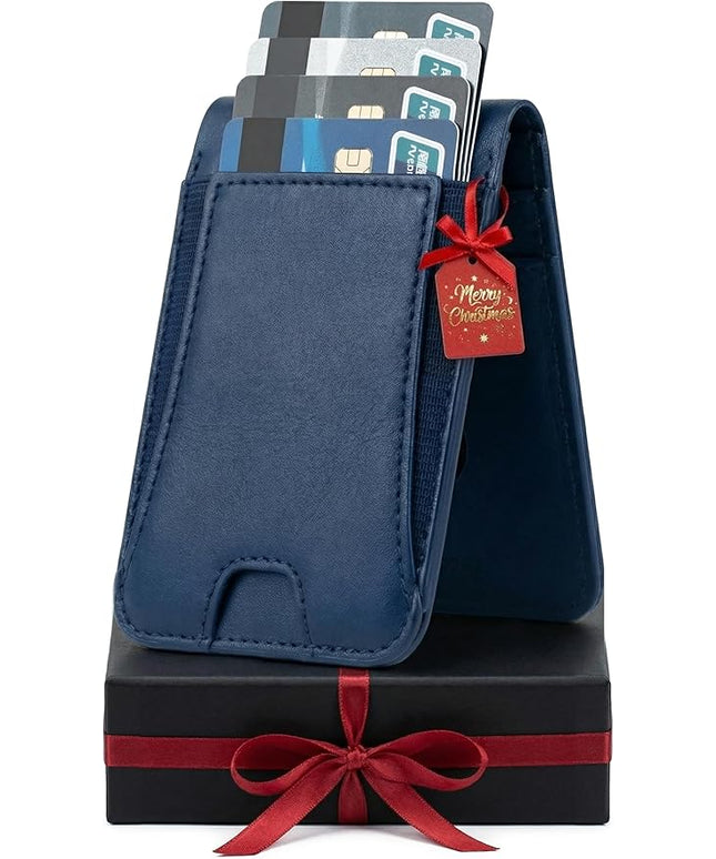 Genuine Leather Magsafe Wallet,10 Card Holder With Stand, Slim Magnetic Wallet Mag Safe for iPhone,Compatible With iPhone 17/16/15/14/13/12 Series and Selected Samsung Devices Apple Accessories, Blue