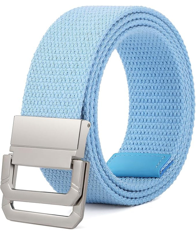 SANSTHS Canvas Belt with Double Ring Buckle, Fabric Web Belt for Women Men Double Ring for Outdoor & Casual Wear