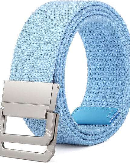 SANSTHS Canvas Belt with Double Ring Buckle, Fabric Web Belt for Women Men Double Ring for Outdoor & Casual Wear