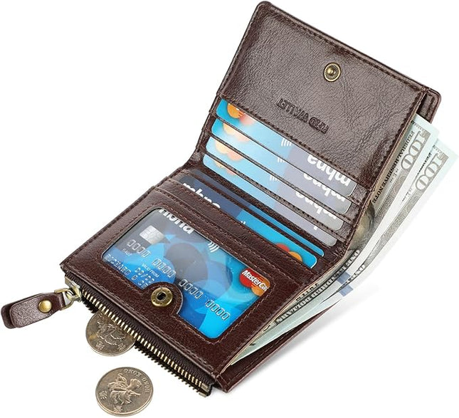 Lavemi Ultra Thin Small Compact Leather Womens Girls Wallets RFID Blocking Credit Card Holder for Women