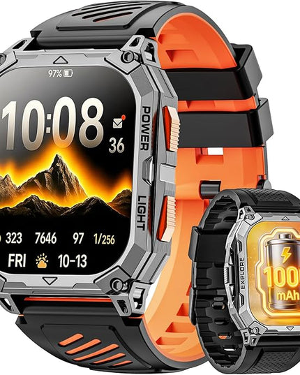 Smart Watches for Men, 2.01" HD Military Smart Watch with 1000mAh High-Capacity Battery/Led Flashlight/Answer/Make Call/Heart Rate/Sleep Monitor/Step Tracker, Fitness Tracker for Android/iPhone