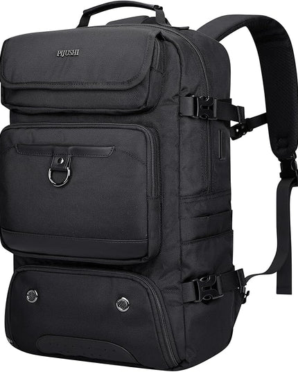 PIJUSHI Carry on Travel Backpack for Women Men Convertible Duffel Bag Backpack Large Luggage Rucksack Fit 16 Inch Laptop(PE039 Black)