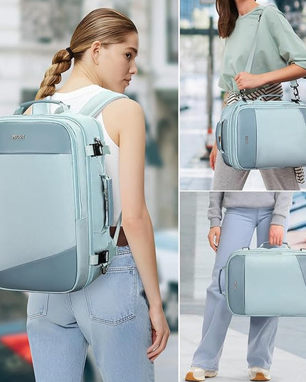 PIJUSHI Travel Backpack for Women Carry on Suitcase Backpack Flight Approved Personal Item Bag Fits 16 Inch Laptop(PE035 Blue)