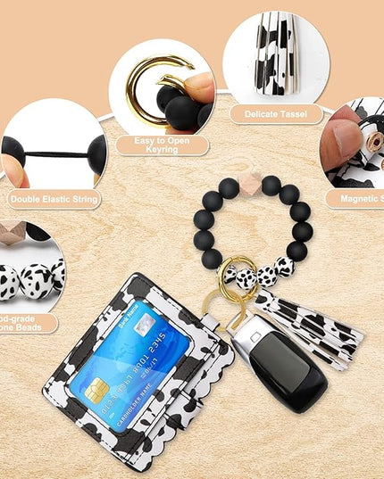Wristlet Keychain for Women Silicone Key Ring Bracelet Wristlet Wallet Bracelet Keychain Card Holder Keyring
