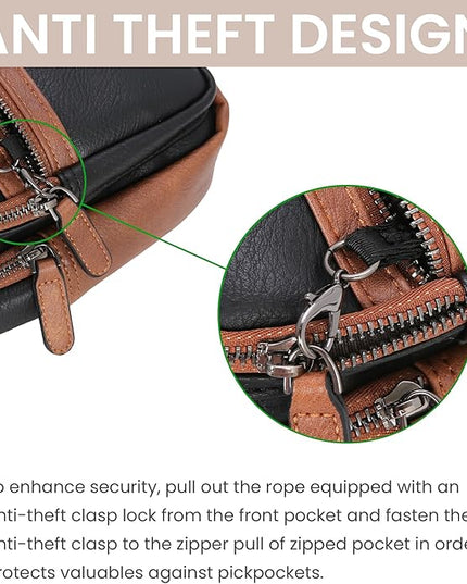 HESHE Sling Bag for Women Anti Theft Small Crossbody Bags Leather Fanny Pack Cross Body Purse for Travel