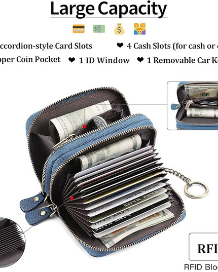 GOIACII Small Genuine Leather Wallet for Women, RFID Blocking Credit Card Holder Wallet