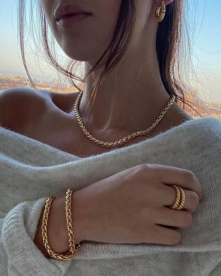 Waterproof Gold Chain Bracelet For Women Non Tarnish,14K Gold Plated Link Dainty Bracelets Stake Layered Bracelet Set Hypoallergen Gold Jewelry