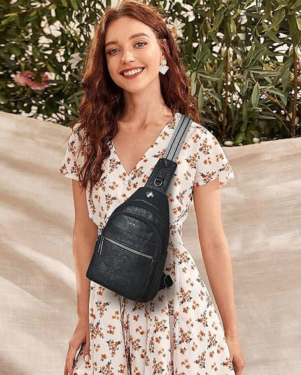 Sling Bag For Women Faux Leather Small Casual Daypack Backpack Fanny Pack Crossbody Chest Bags Purse