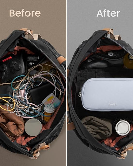 tomtoc Electronics Organizer Travel Case Performance, Water Resistant Bag Cable Tech Pouch Accessories, Carry Storage for Cord, Phone, Cables, Airpods, USB Flash Drive, Daily Items