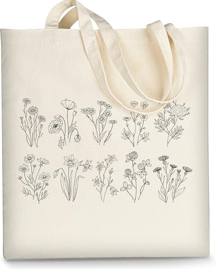 AUSVKAI Canvas Tote Bag Aesthetic for Women, Cute Reusable Cloth Cotton Bags for College Shopping Beach Grocery Trendy Gifts
