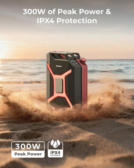 ULTIMEA Go Portable Party Speaker, 300W Wireless PartyBox with Bass Boost, RGB Light, TWS Stereo, Auracast Mode, Mic/Guitar Input, APP Control, Large Bluetooth Speaker for Party Outdoor (Black+Red)