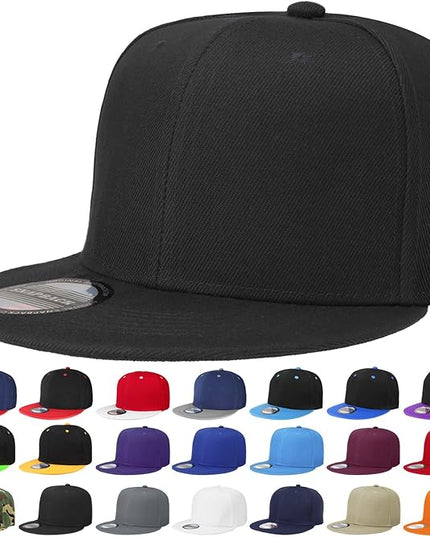 Classic Snapback Hat Cap Hip Hop Style Flat Bill Blank Solid Color Adjustable Size