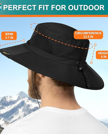 SUN CUBE Wide Brim Sun Hat Men Women, Fishing Hats Sun UV Protection, Mens Hiking Bucket Hat Safari Beach Boonie, UPF 50+