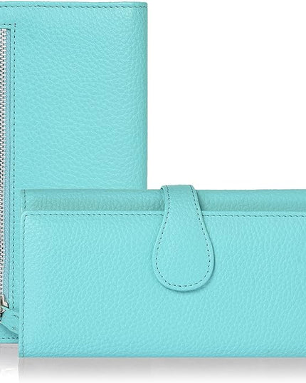 Real Leather Women Wallet Leather with RFID Blocking -Trifold Card Holder Designer Ladies Clutch with ID Window Wallets