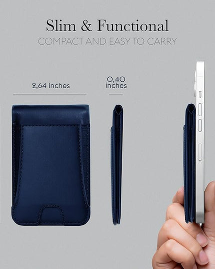 Genuine Leather Magsafe Wallet,10 Card Holder With Stand, Slim Magnetic Wallet Mag Safe for iPhone,Compatible With iPhone 17/16/15/14/13/12 Series and Selected Samsung Devices Apple Accessories, Blue