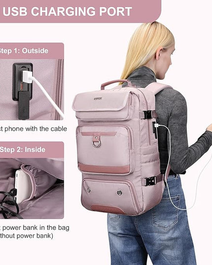PIJUSHI Carry on Travel Backpack for Women Convertible Duffel Bag Backpack Large Luggage Rucksack Fit 16 Inch Laptop(PE039 Light Purple)