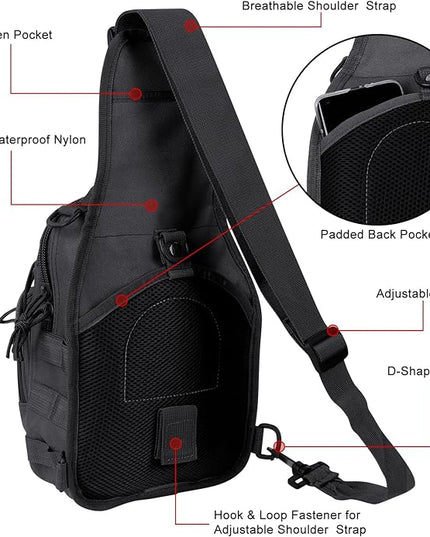 Qcute Tactical Backpack, Waterproof Military Cross-body Molle Sling Shoulder Backpack Chest Bag for Outdoor Every Day Carry